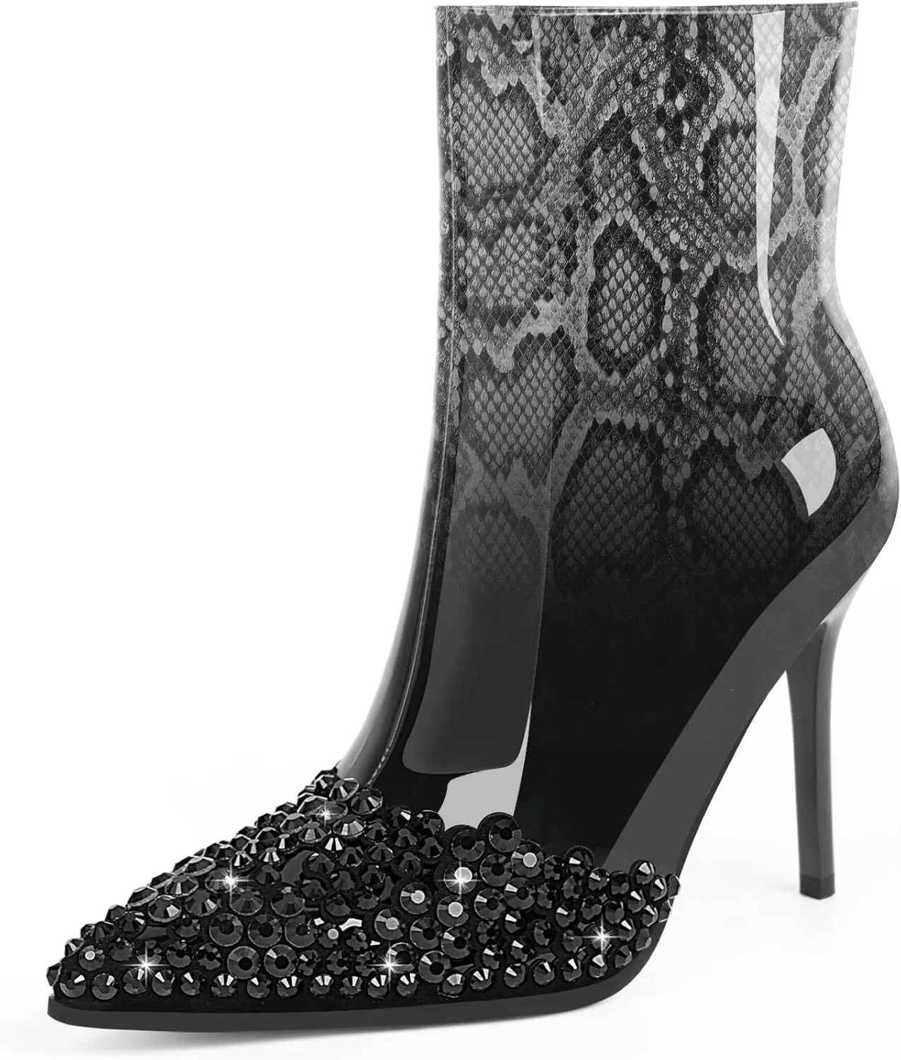 Women's High Heel Sexy Ankle Boots Rhinestone Pointed Toe Shoes