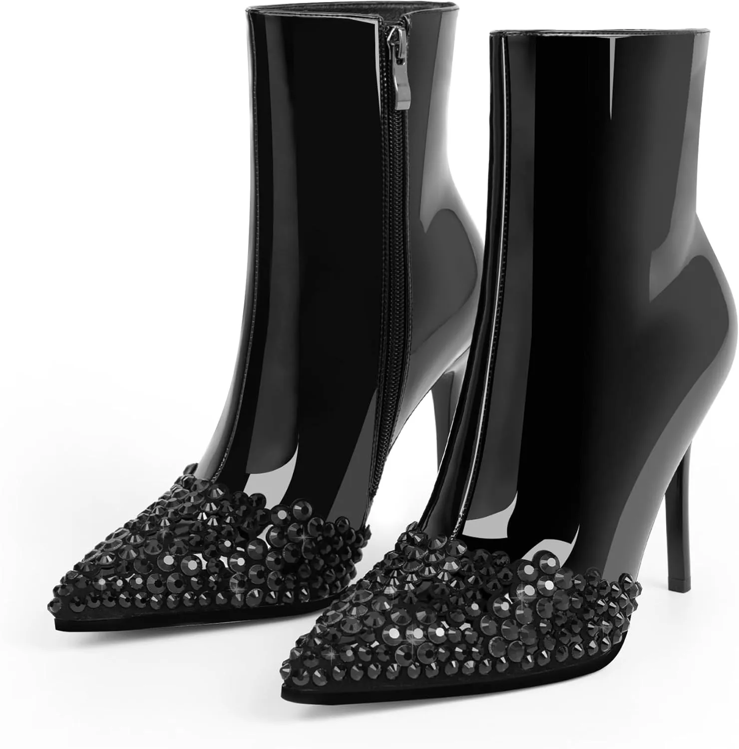Women's High Heel Sexy Ankle Boots Rhinestone Pointed Toe Shoes