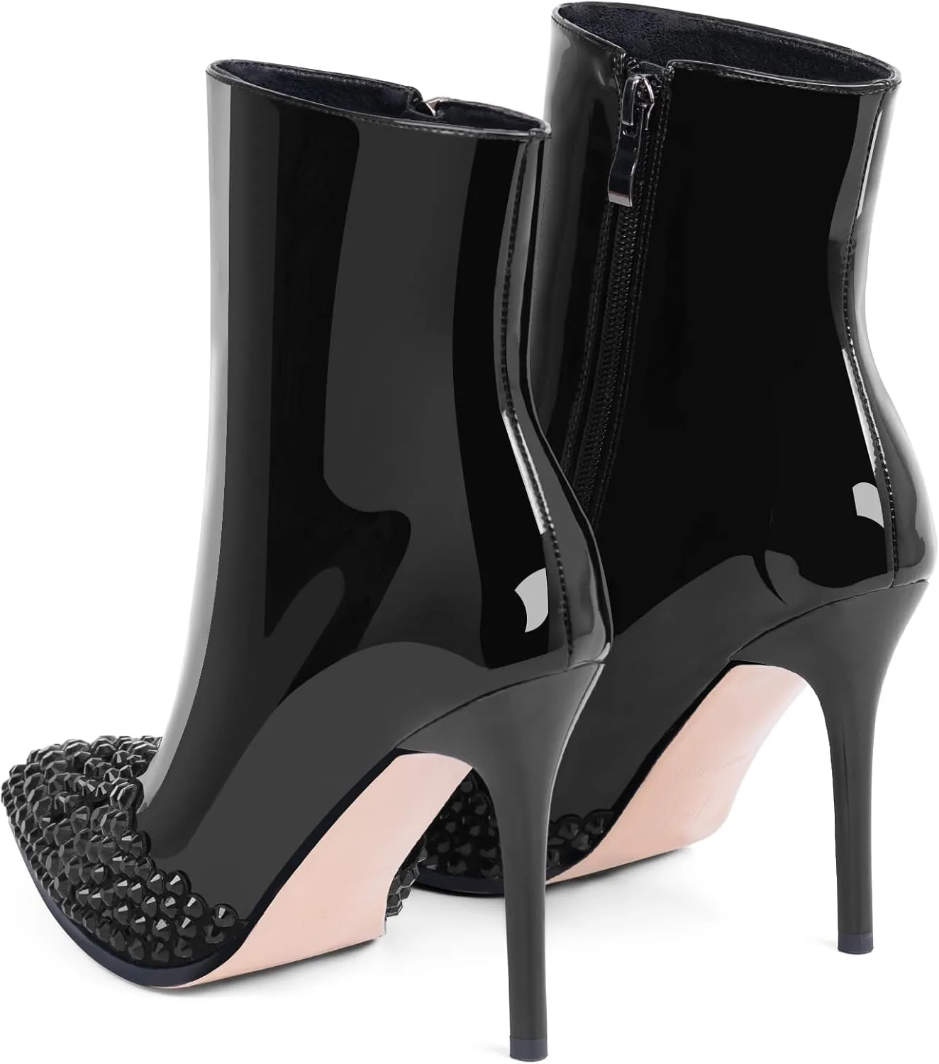 Women's High Heel Sexy Ankle Boots Rhinestone Pointed Toe Shoes