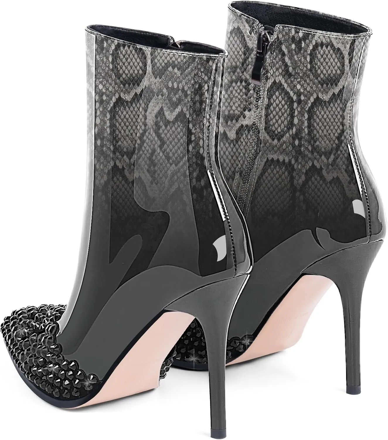 Women's High Heel Sexy Ankle Boots Rhinestone Pointed Toe Shoes