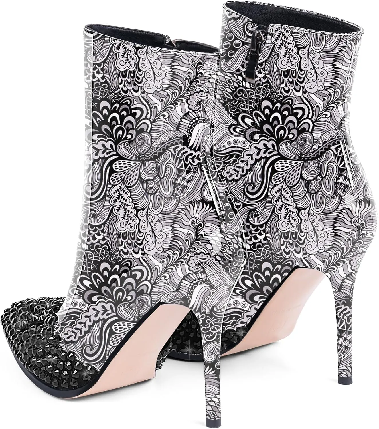 Women's High Heel Sexy Ankle Boots Rhinestone Pointed Toe Shoes