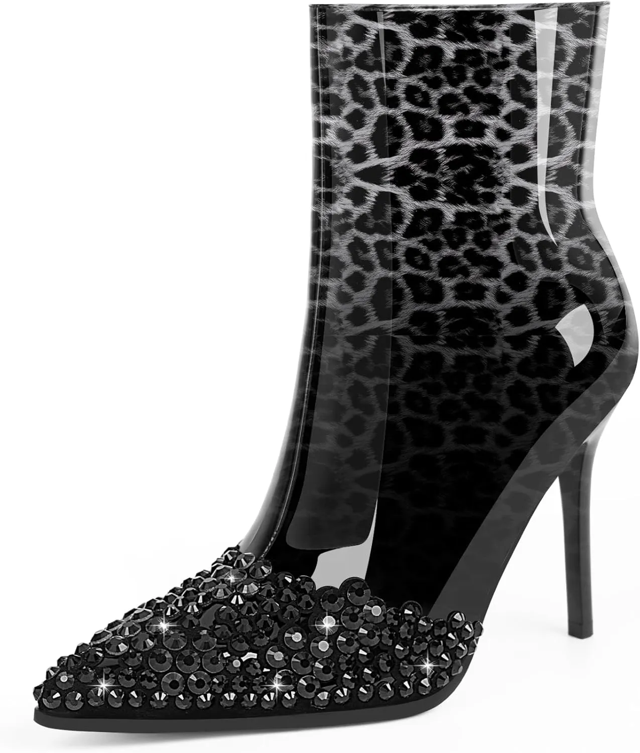 Women's High Heel Sexy Ankle Boots Rhinestone Pointed Toe Shoes