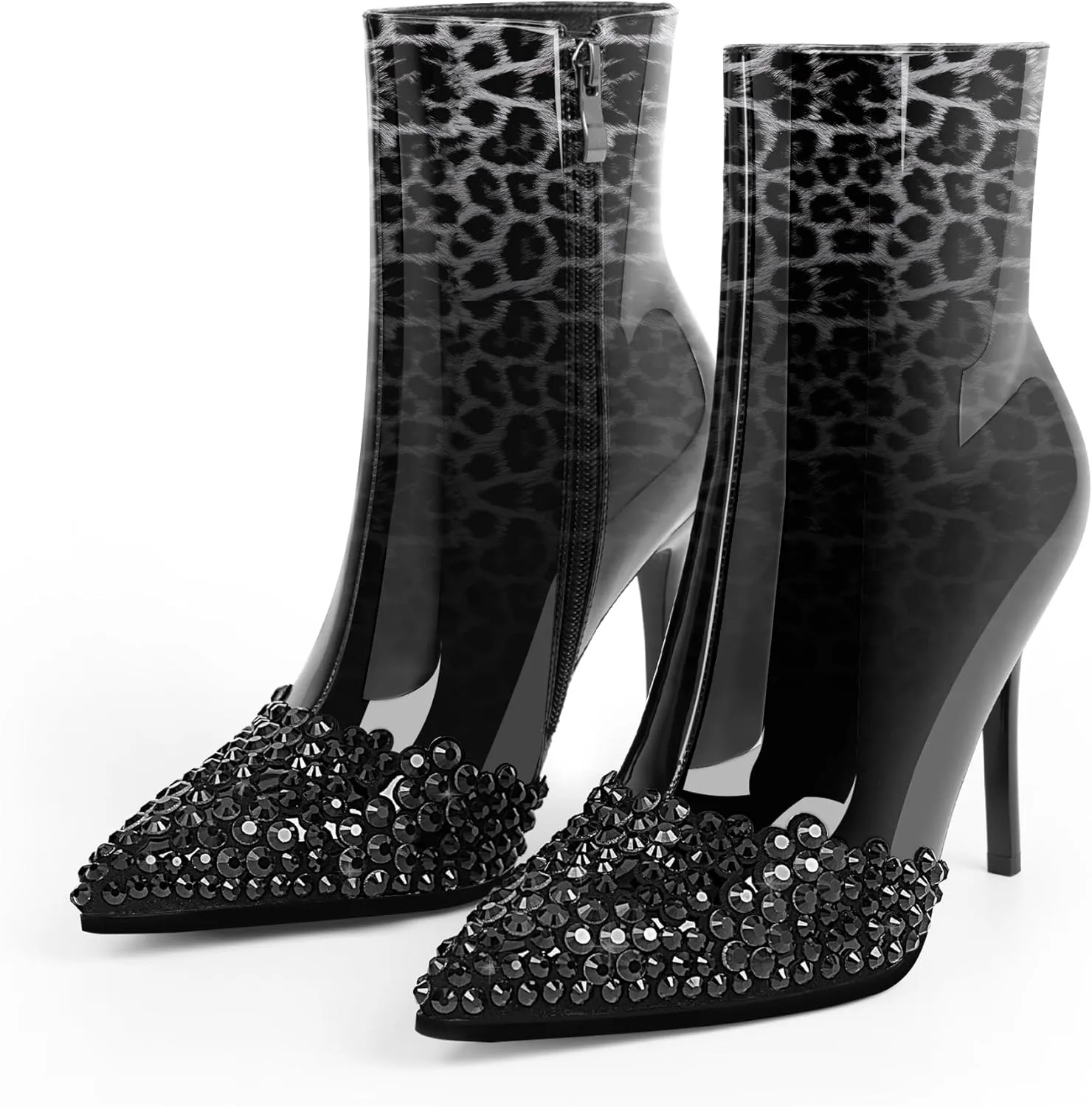 Women's High Heel Sexy Ankle Boots Rhinestone Pointed Toe Shoes