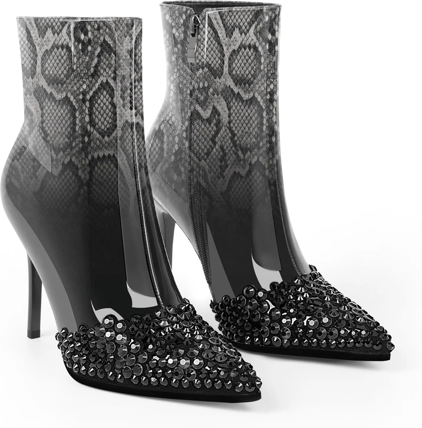 Women's High Heel Sexy Ankle Boots Rhinestone Pointed Toe Shoes