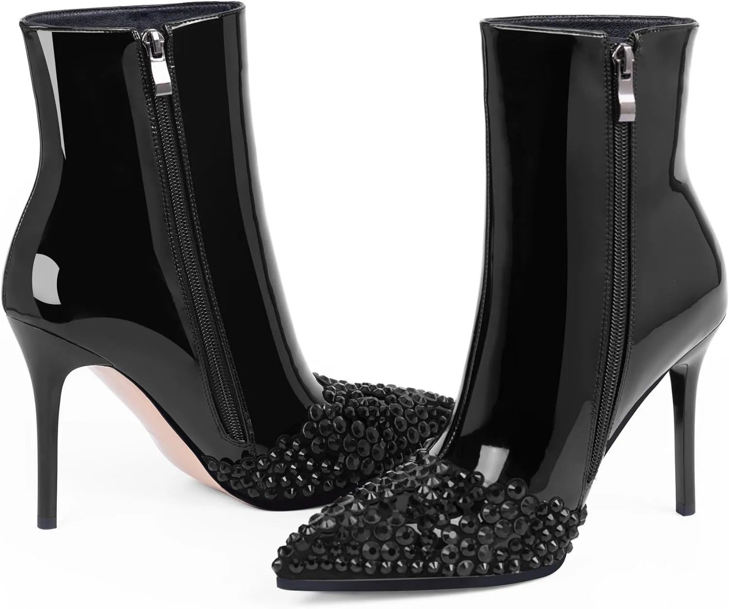 Women's High Heel Sexy Ankle Boots Rhinestone Pointed Toe Shoes