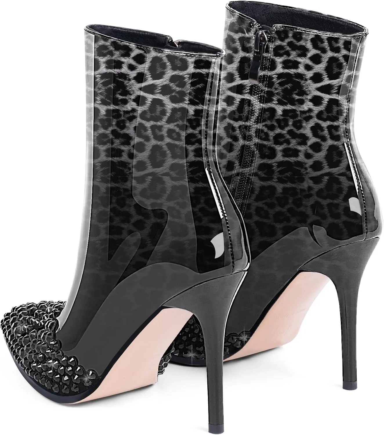 Women's High Heel Sexy Ankle Boots Rhinestone Pointed Toe Shoes