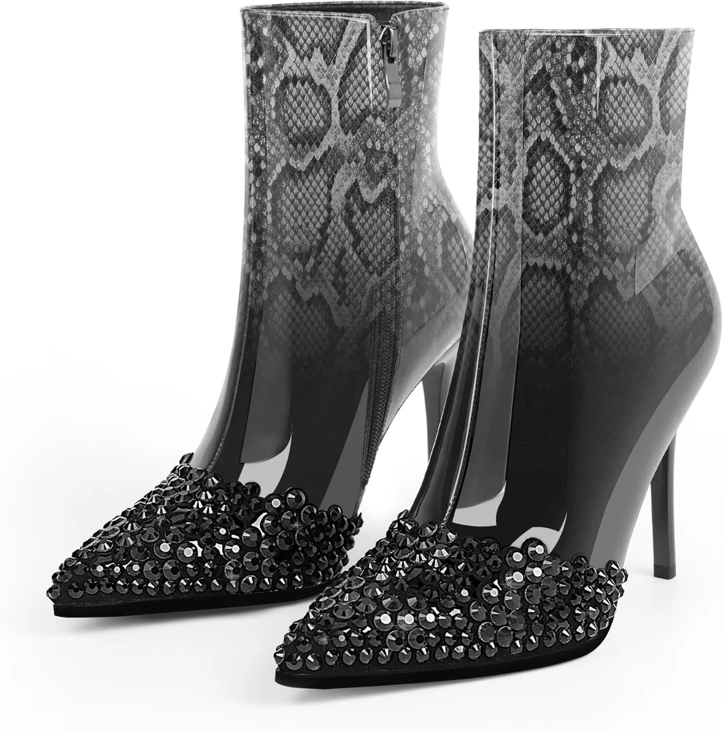 Women's High Heel Sexy Ankle Boots Rhinestone Pointed Toe Shoes