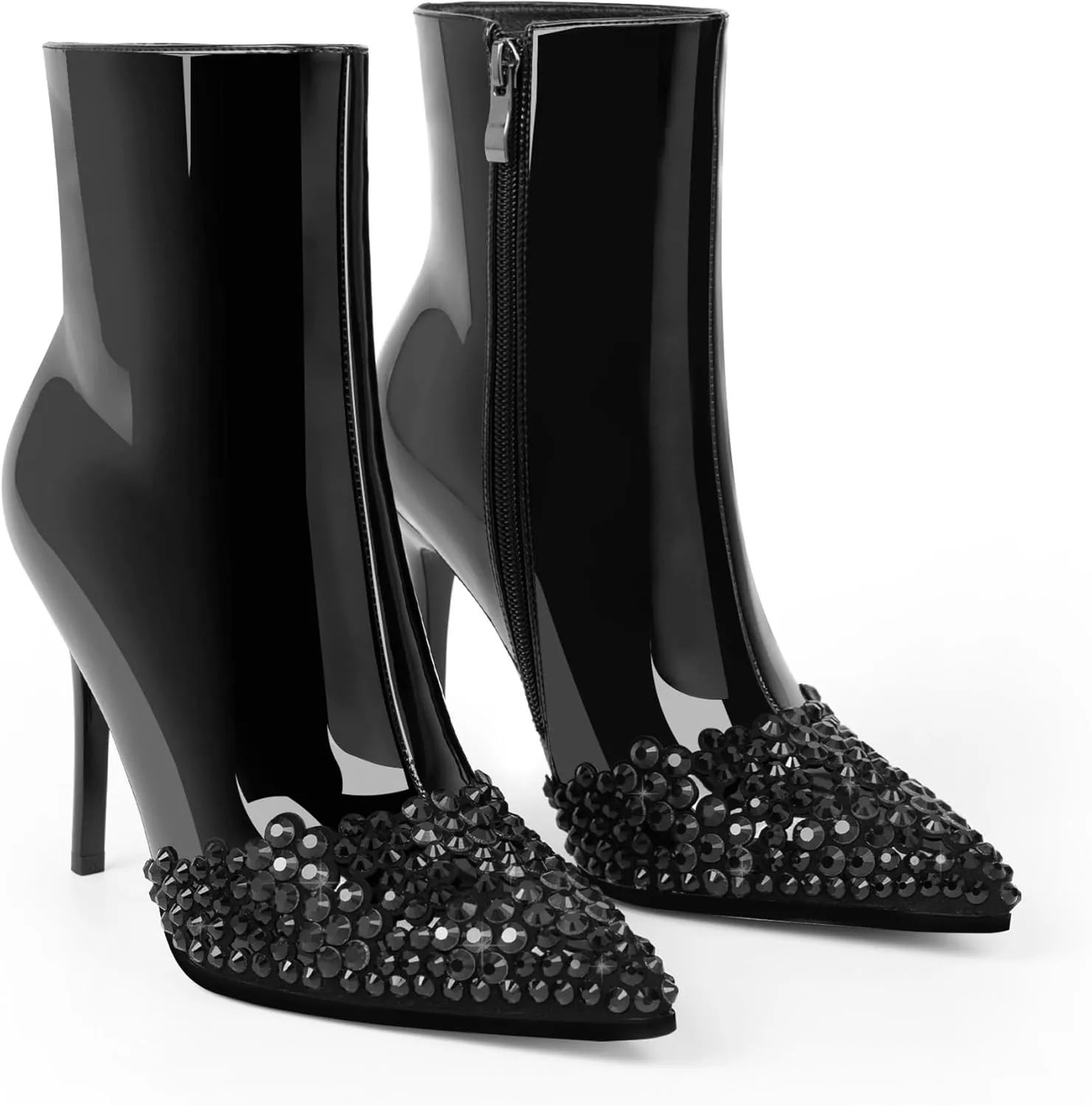 Women's High Heel Sexy Ankle Boots Rhinestone Pointed Toe Shoes