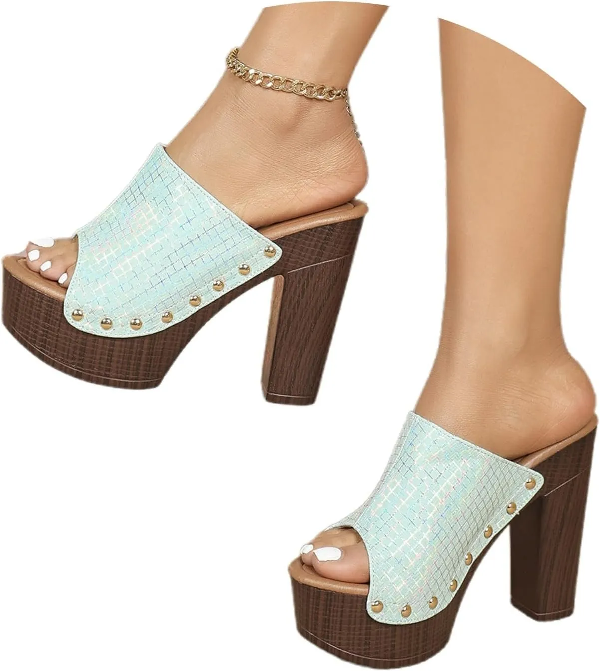 Women's High Heel Slippers Open Toe Sandals Casual Wear Vacation Summer Spring Comfortable Slippers Women for Home