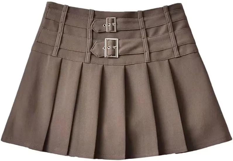 Women's High Waist Pleated Mini Skirt - Summer Non-Stretch Patchwork Skirt