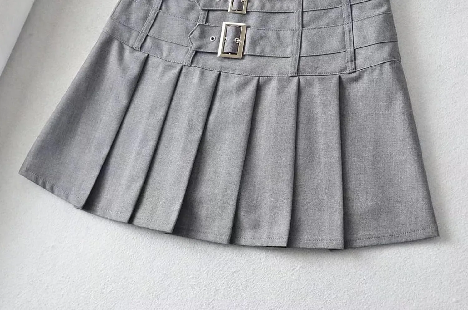 Women's High Waist Pleated Mini Skirt - Summer Non-Stretch Patchwork Skirt