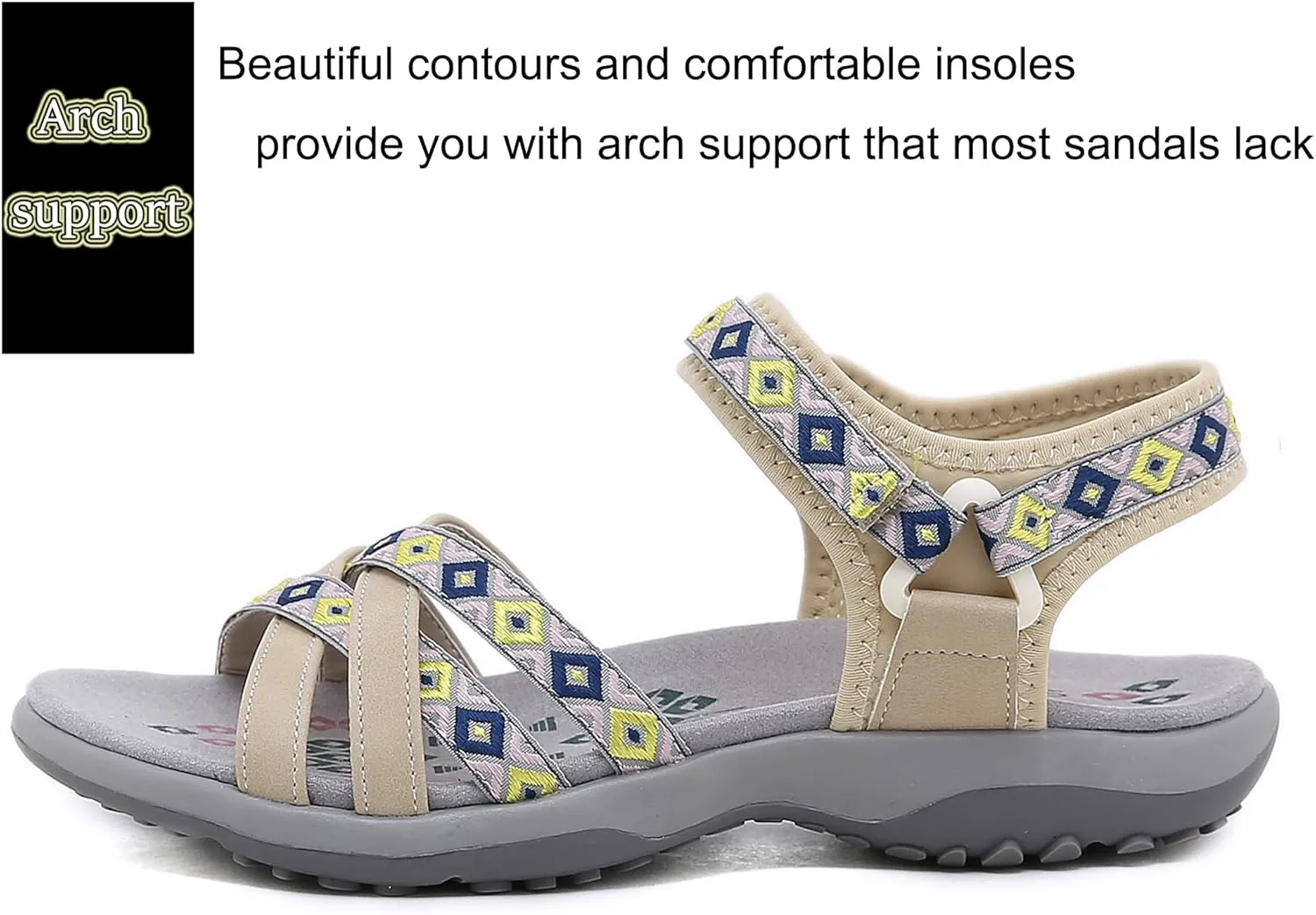 Womens Hiking Sandals Ladies Sport Sandals with Arch Support Comfortable Outdoor Sandals Adjustable Strap Summer Fashionable Shoes