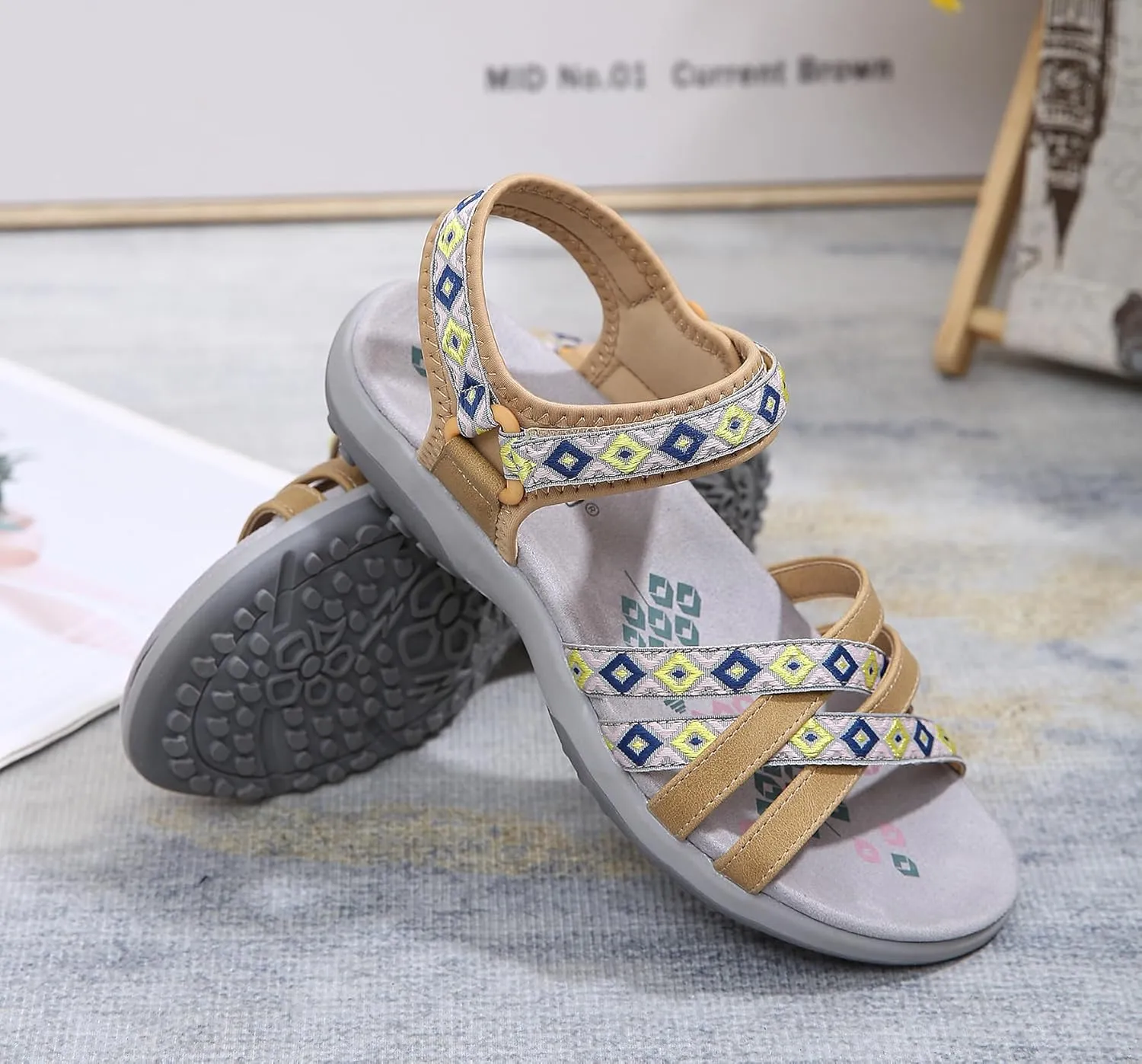 Womens Hiking Sandals Ladies Sport Sandals with Arch Support Comfortable Outdoor Sandals Adjustable Strap Summer Fashionable Shoes