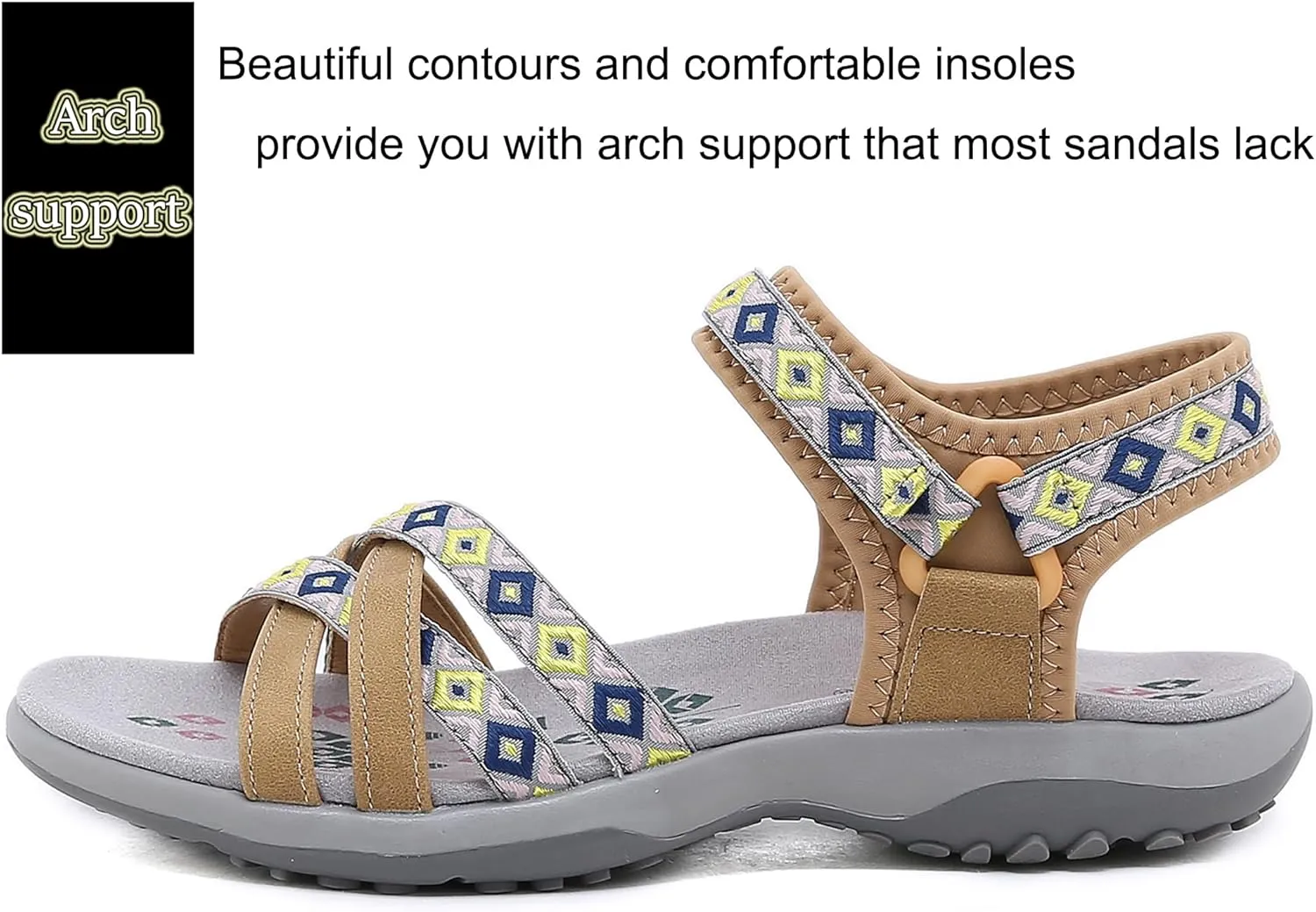 Womens Hiking Sandals Ladies Sport Sandals with Arch Support Comfortable Outdoor Sandals Adjustable Strap Summer Fashionable Shoes