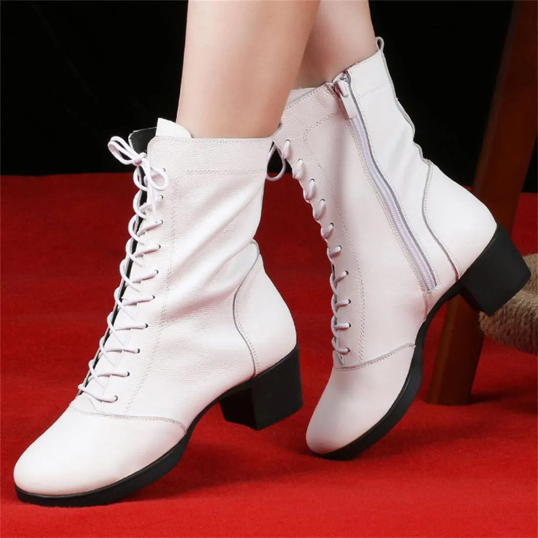 Women's Jazz Boots Leather Dancing Shoes for Girls Ladies Split Sole Casual Dance Shoes