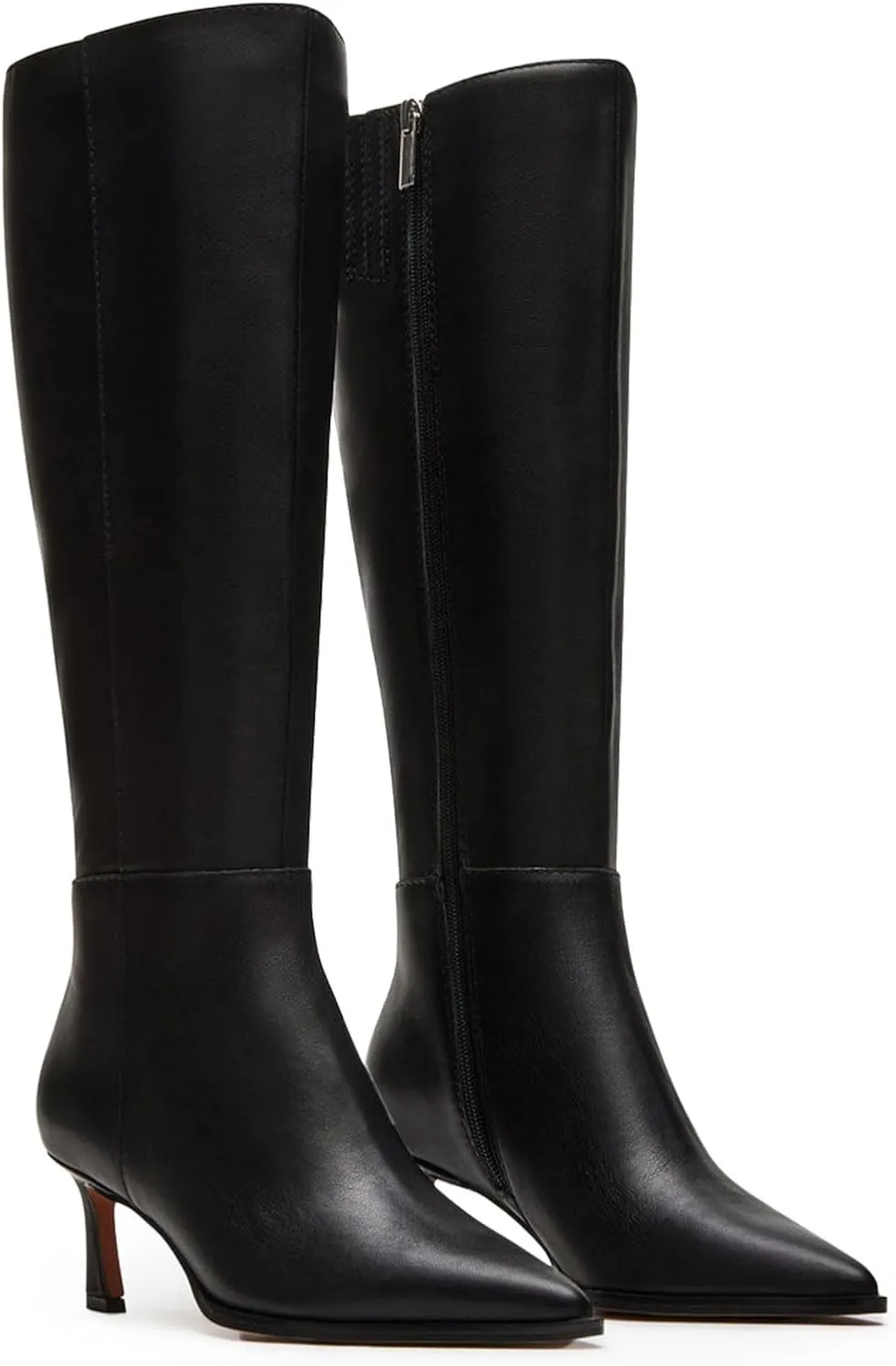 Women's Knee High Boots Kitten Heels Pointed Toe Side Zipper Wide Calf Stiletto Tall Boots for Women Wedding Porm Dress Shoes