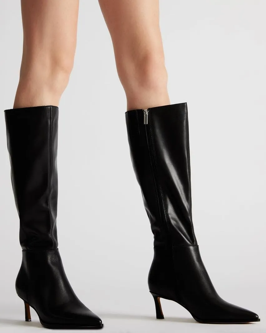 Women's Knee High Boots Kitten Heels Pointed Toe Side Zipper Wide Calf Stiletto Tall Boots for Women Wedding Porm Dress Shoes