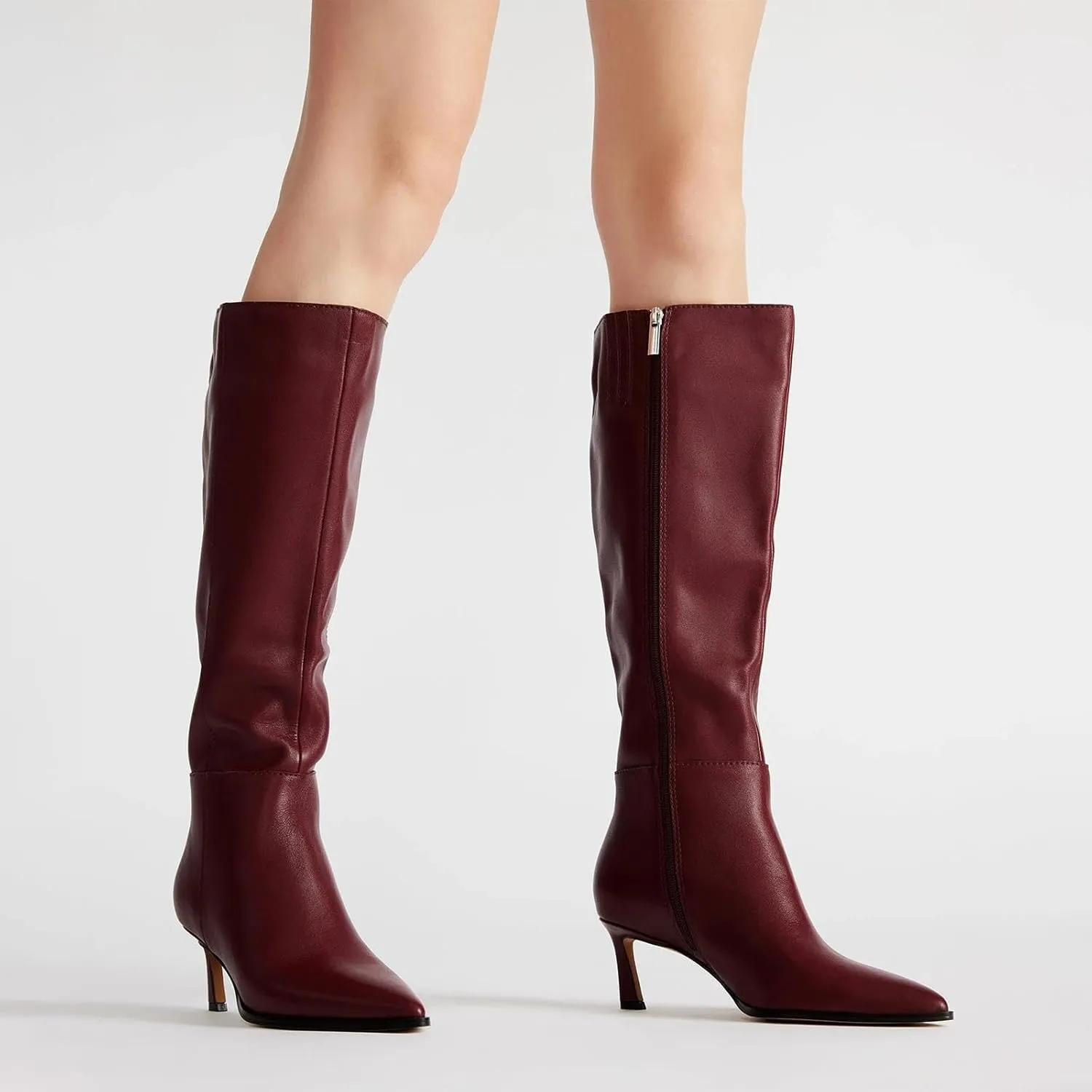 Women's Knee High Boots Kitten Heels Pointed Toe Side Zipper Wide Calf Stiletto Tall Boots for Women Wedding Porm Dress Shoes