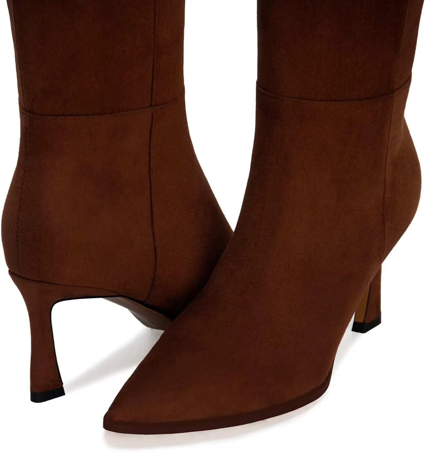 Women's Knee High Boots Kitten Heels Pointed Toe Side Zipper Wide Calf Stiletto Tall Boots for Women Wedding Porm Dress Shoes