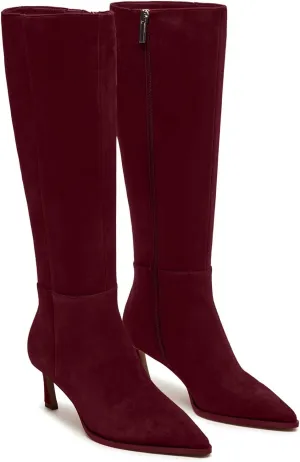 Women's Knee High Boots Kitten Heels Pointed Toe Side Zipper Wide Calf Stiletto Tall Boots for Women Wedding Porm Dress Shoes