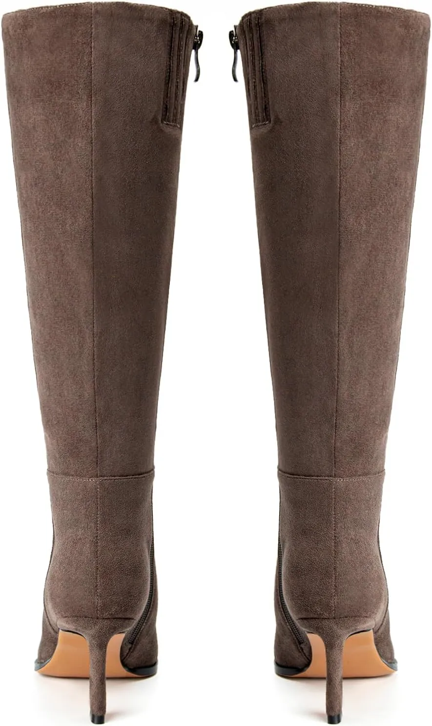 Women's Knee High Boots Kitten Heels Pointed Toe Side Zipper Wide Calf Stiletto Tall Boots for Women Wedding Porm Dress Shoes