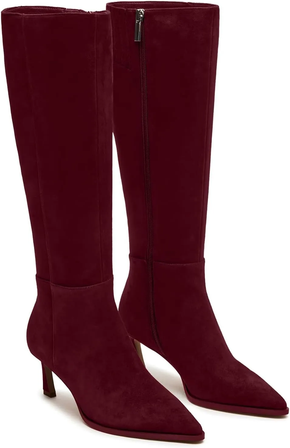 Women's Knee High Boots Kitten Heels Pointed Toe Side Zipper Wide Calf Stiletto Tall Boots for Women Wedding Porm Dress Shoes