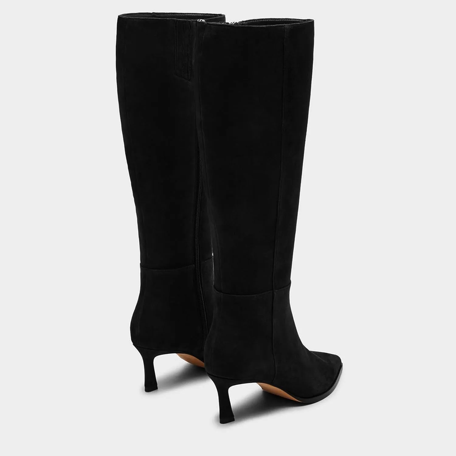 Women's Knee High Boots Kitten Heels Pointed Toe Side Zipper Wide Calf Stiletto Tall Boots for Women Wedding Porm Dress Shoes