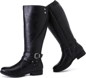 Women's Knee High Boots - Stylish and Comfortable Round Toe Low Heel Riding Combat Tall Boots with Side Zipper Closure for Fall and Winter Wear For Women.