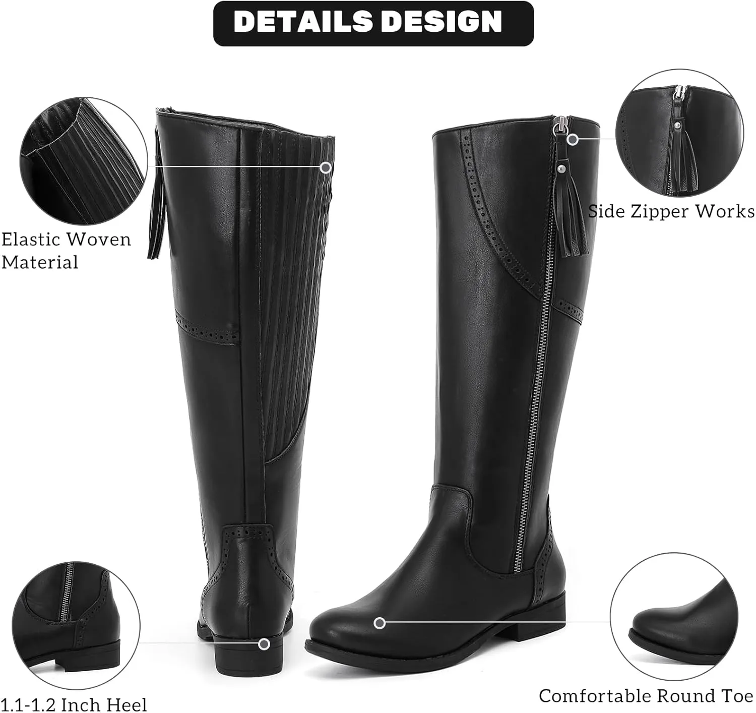 Women's Knee High Boots - Stylish and Comfortable Round Toe Low Heel Riding Combat Tall Boots with Side Zipper Closure for Fall and Winter Wear For Women.