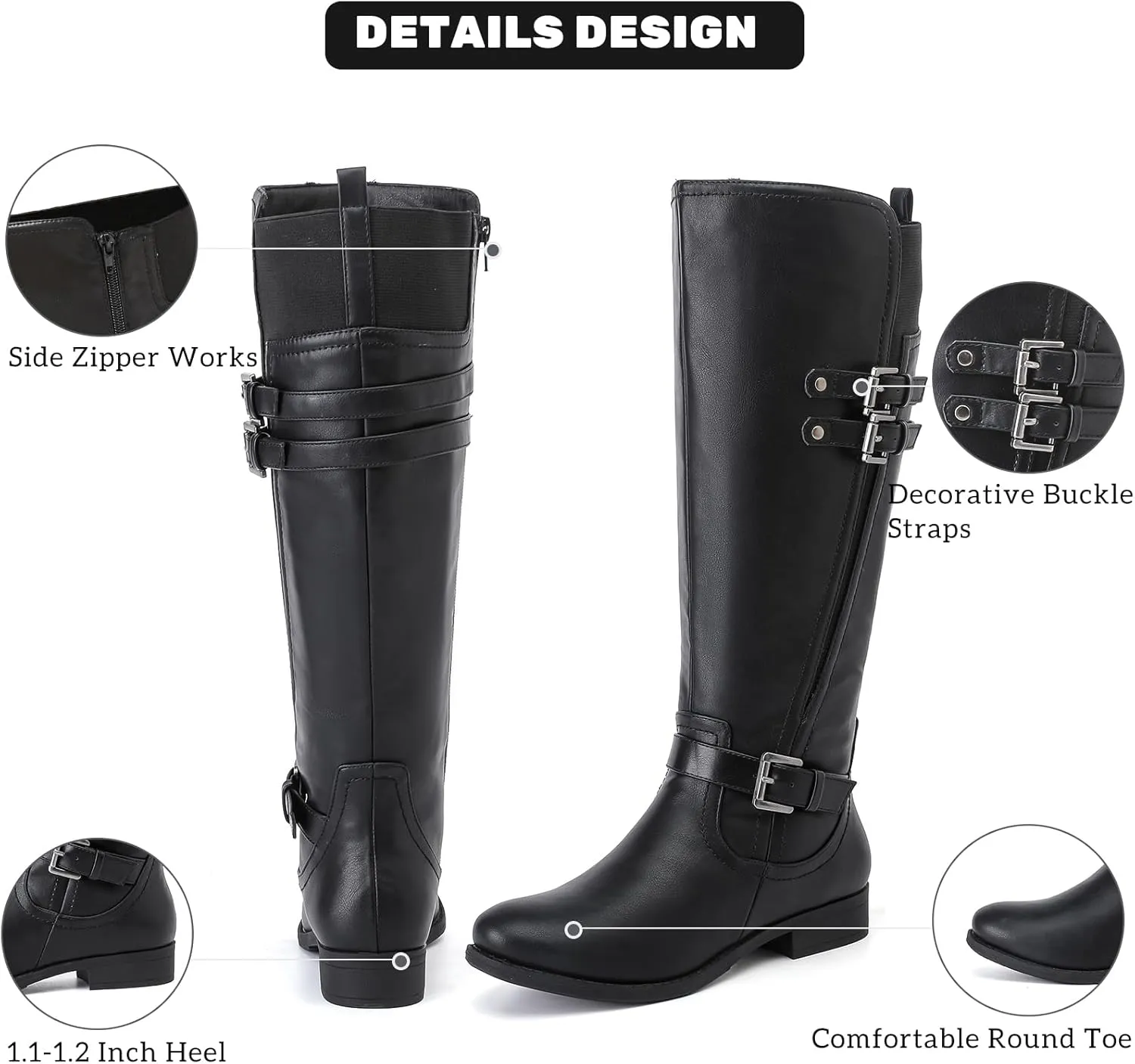 Women's Knee High Boots - Stylish and Comfortable Round Toe Low Heel Riding Combat Tall Boots with Side Zipper Closure for Fall and Winter Wear For Women.