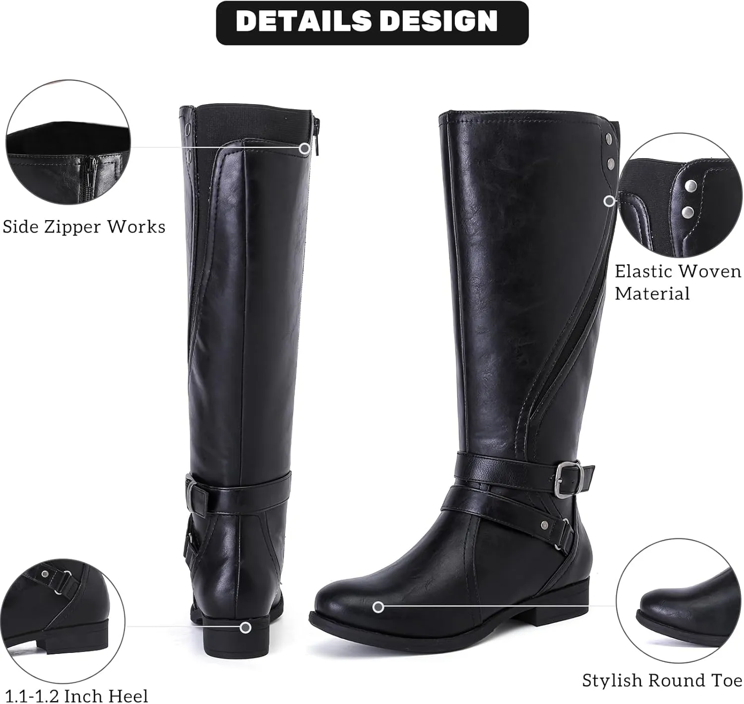 Women's Knee High Boots - Stylish and Comfortable Round Toe Low Heel Riding Combat Tall Boots with Side Zipper Closure for Fall and Winter Wear For Women.