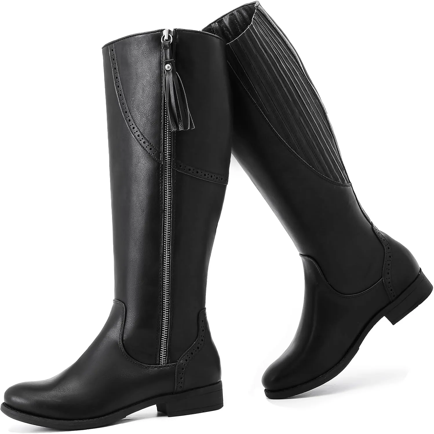 Women's Knee High Boots - Stylish and Comfortable Round Toe Low Heel Riding Combat Tall Boots with Side Zipper Closure for Fall and Winter Wear For Women.