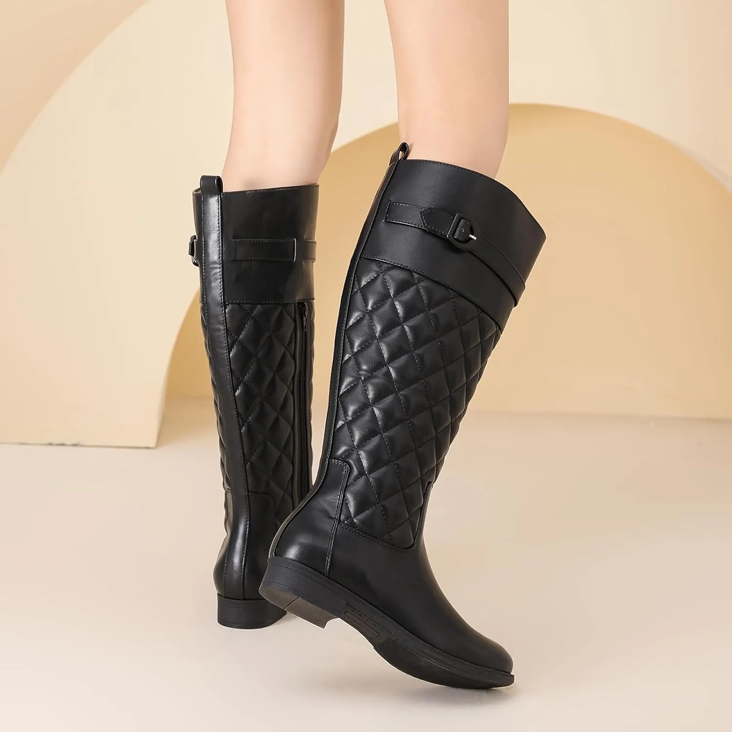 Women's Knee High Boots - Stylish and Comfortable Round Toe Low Heel Riding Combat Tall Boots with Side Zipper Closure for Fall and Winter Wear For Women.