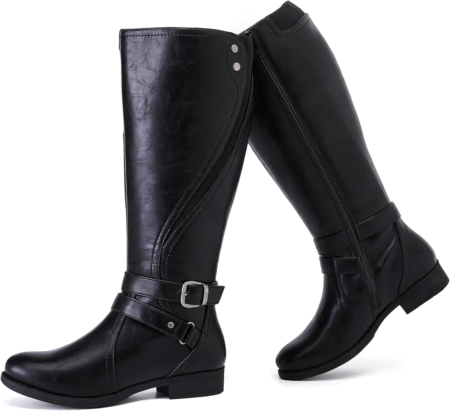 Women's Knee High Boots - Stylish and Comfortable Round Toe Low Heel Riding Combat Tall Boots with Side Zipper Closure for Fall and Winter Wear For Women.