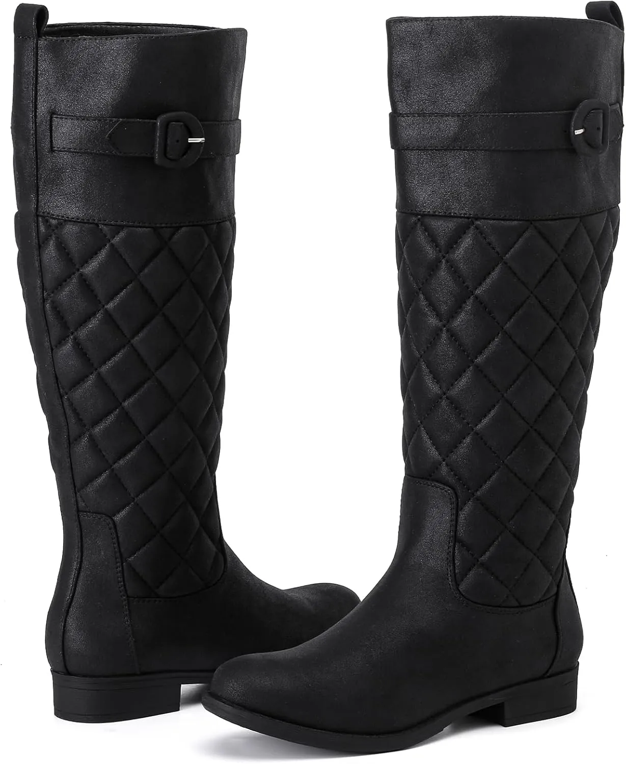 Women's Knee High Boots - Stylish and Comfortable Round Toe Low Heel Riding Combat Tall Boots with Side Zipper Closure for Fall and Winter Wear For Women.