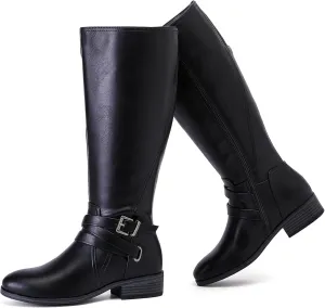 Women's Knee High Boots - Stylish and Comfortable Round Toe Low Heel Riding Combat Tall Boots with Side Zipper Closure for Fall and Winter Wear For Women.