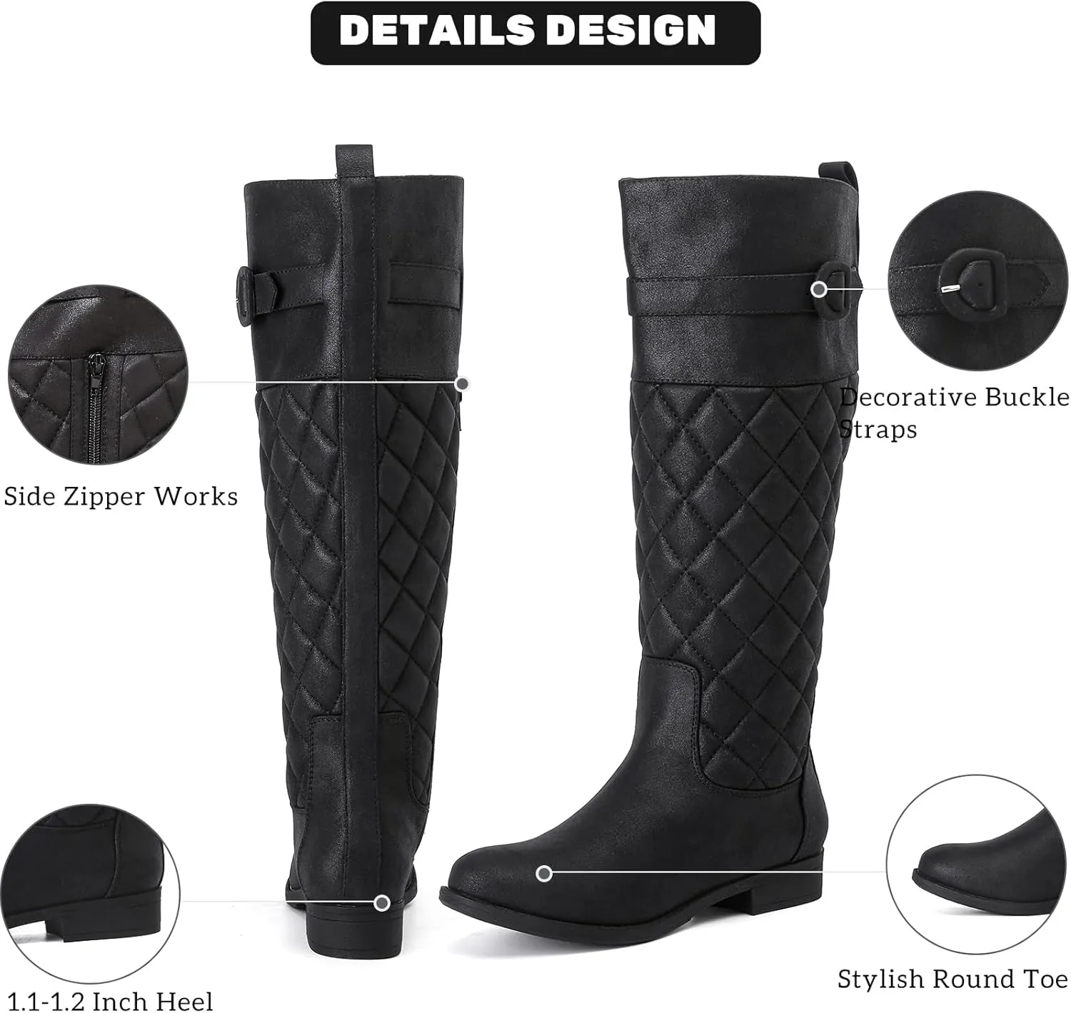 Women's Knee High Boots - Stylish and Comfortable Round Toe Low Heel Riding Combat Tall Boots with Side Zipper Closure for Fall and Winter Wear For Women.
