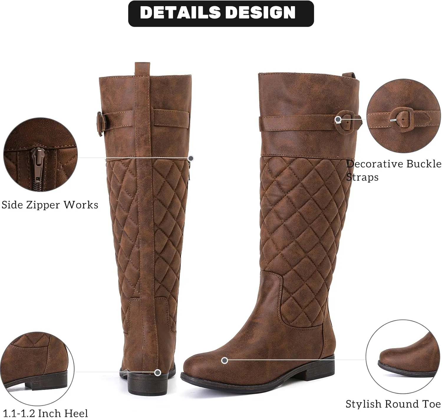 Women's Knee High Boots - Stylish and Comfortable Round Toe Low Heel Riding Combat Tall Boots with Side Zipper Closure for Fall and Winter Wear For Women.