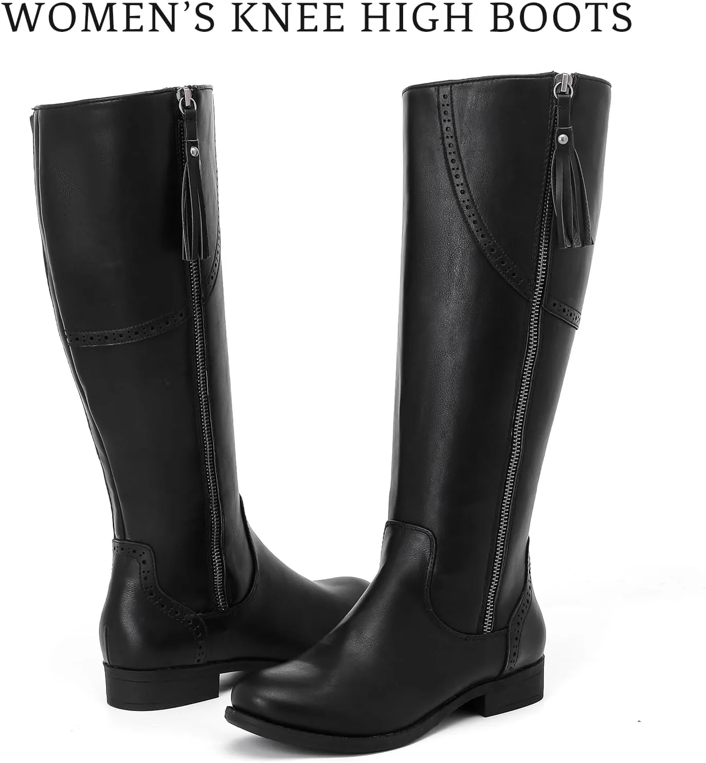 Women's Knee High Boots - Stylish and Comfortable Round Toe Low Heel Riding Combat Tall Boots with Side Zipper Closure for Fall and Winter Wear For Women.