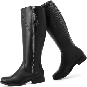 Women's Knee High Boots - Stylish and Comfortable Round Toe Low Heel Riding Combat Tall Boots with Side Zipper Closure for Fall and Winter Wear For Women.