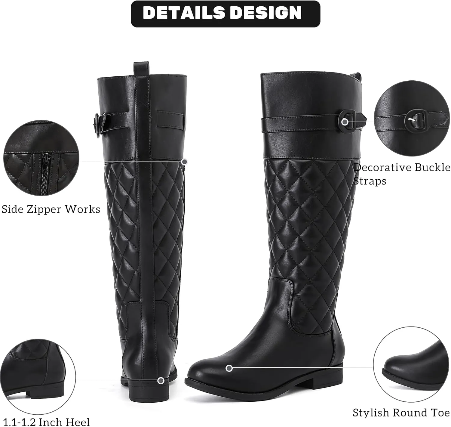 Women's Knee High Boots - Stylish and Comfortable Round Toe Low Heel Riding Combat Tall Boots with Side Zipper Closure for Fall and Winter Wear For Women.