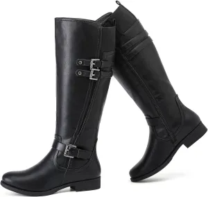 Women's Knee High Boots - Stylish and Comfortable Round Toe Low Heel Riding Combat Tall Boots with Side Zipper Closure for Fall and Winter Wear For Women.