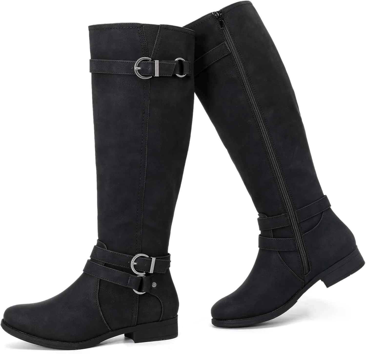 Women's Knee High Boots - Stylish and Comfortable Round Toe Tall Riding Combat Boots with Side Zipper Closure for Fall and Winter Wear For Women