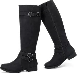 Women's Knee High Boots - Stylish and Comfortable Round Toe Tall Riding Combat Boots with Side Zipper Closure for Fall and Winter Wear For Women