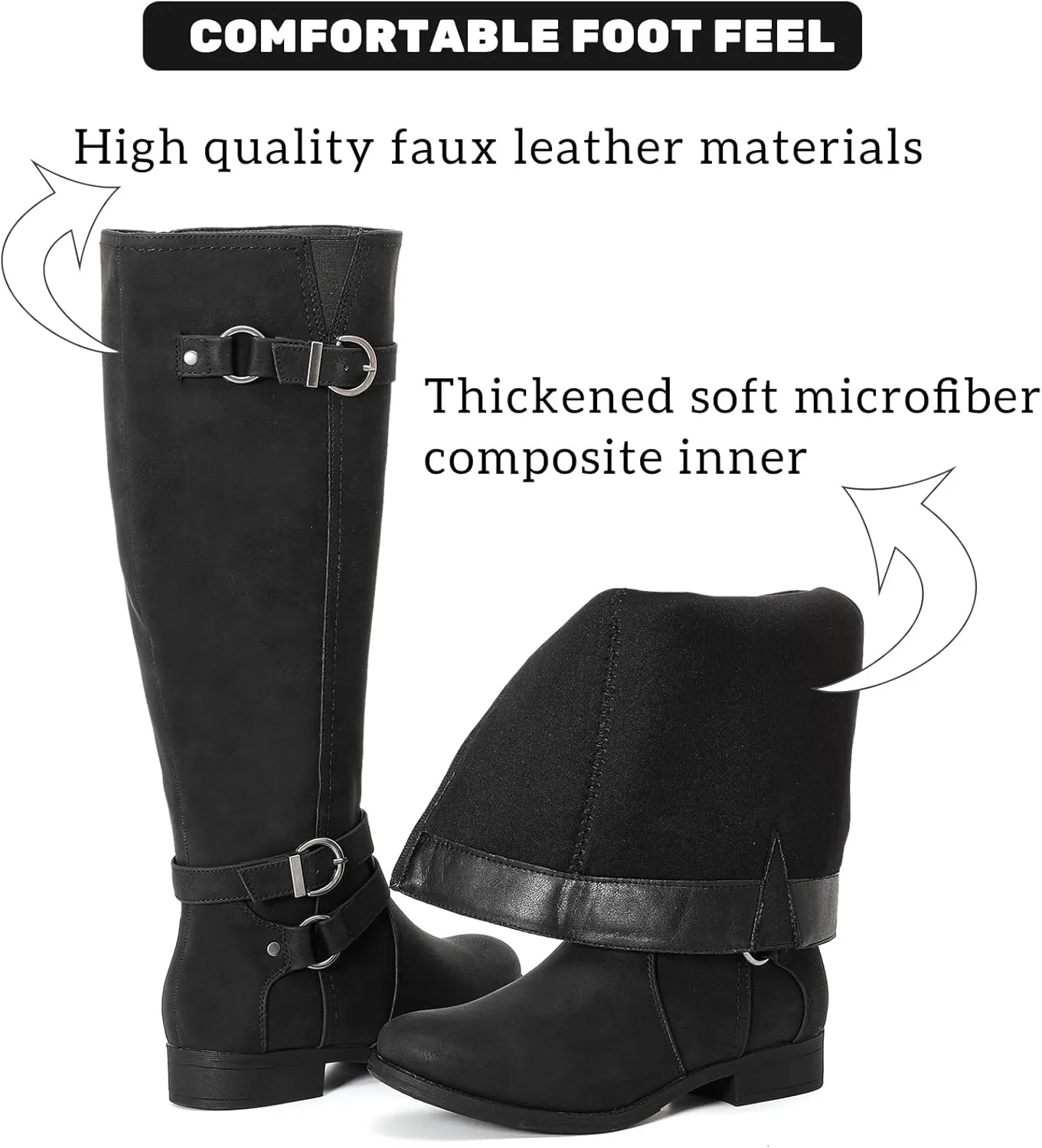 Women's Knee High Boots - Stylish and Comfortable Round Toe Tall Riding Combat Boots with Side Zipper Closure for Fall and Winter Wear For Women
