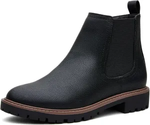 Women's Low Heel Chelsea Ankle Boots Fashion Slip-On Elastic Fall Booties Shoes