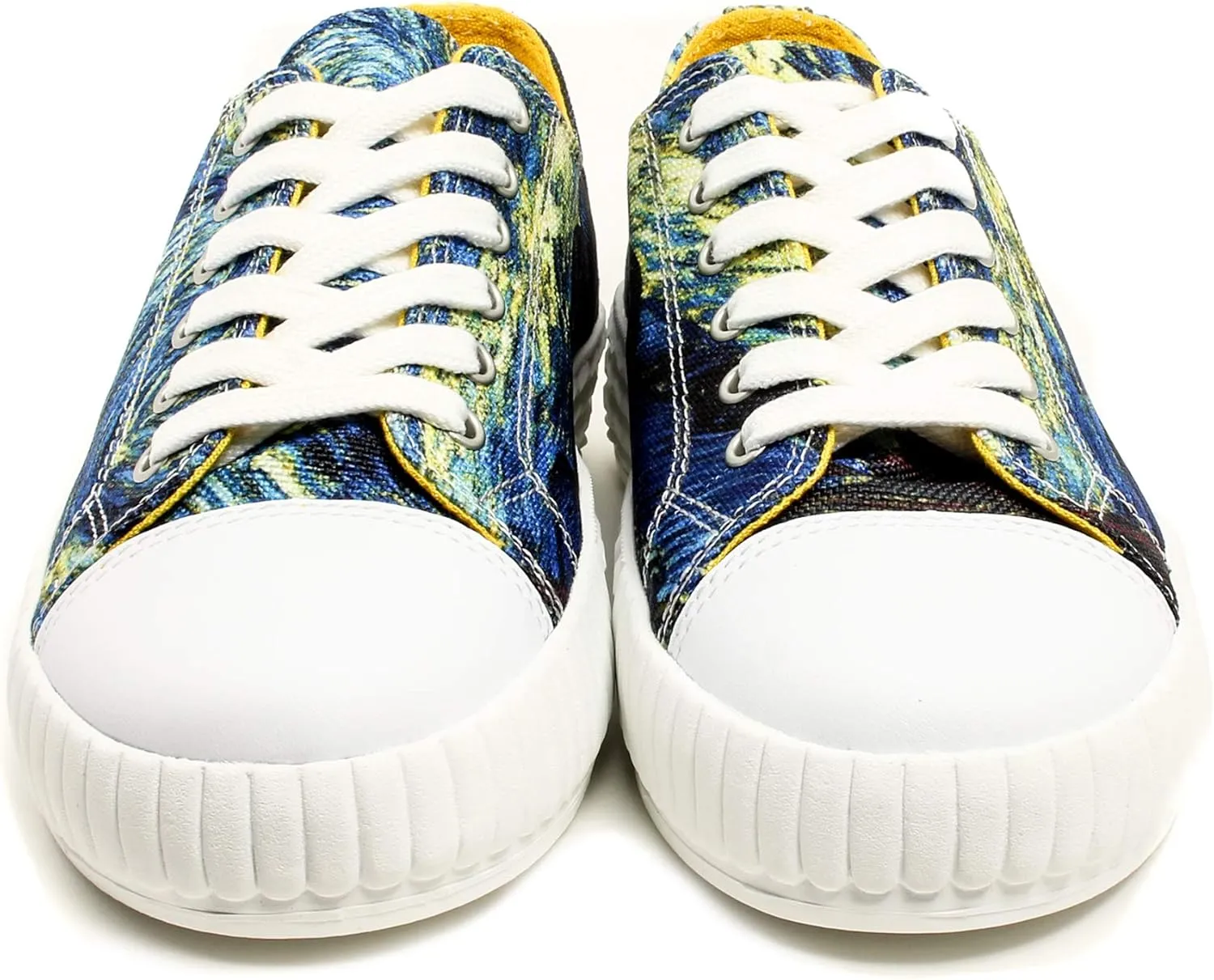 Women’s Low Top Platform Lace Up Canvas Van Gogh Shoes - Casual Fashion & Walking Sneakers Famous Print Art