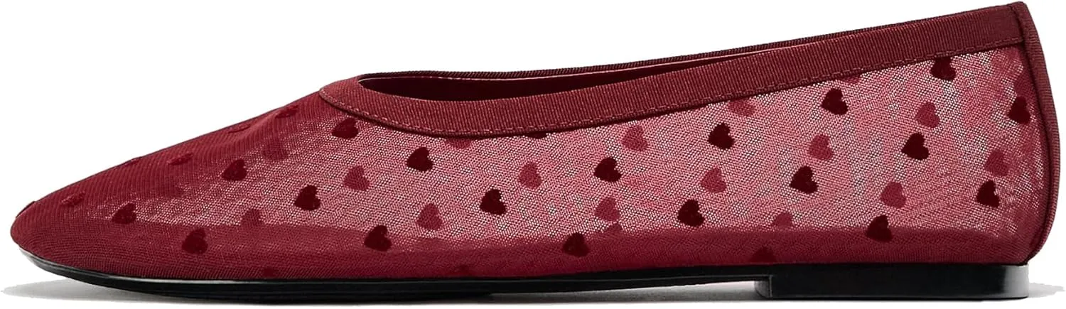 Women's Mesh Ballet Flats Embroidered Floral Mary Jane Flats Casual Comfortable Round Toe Ballerina Shoes
