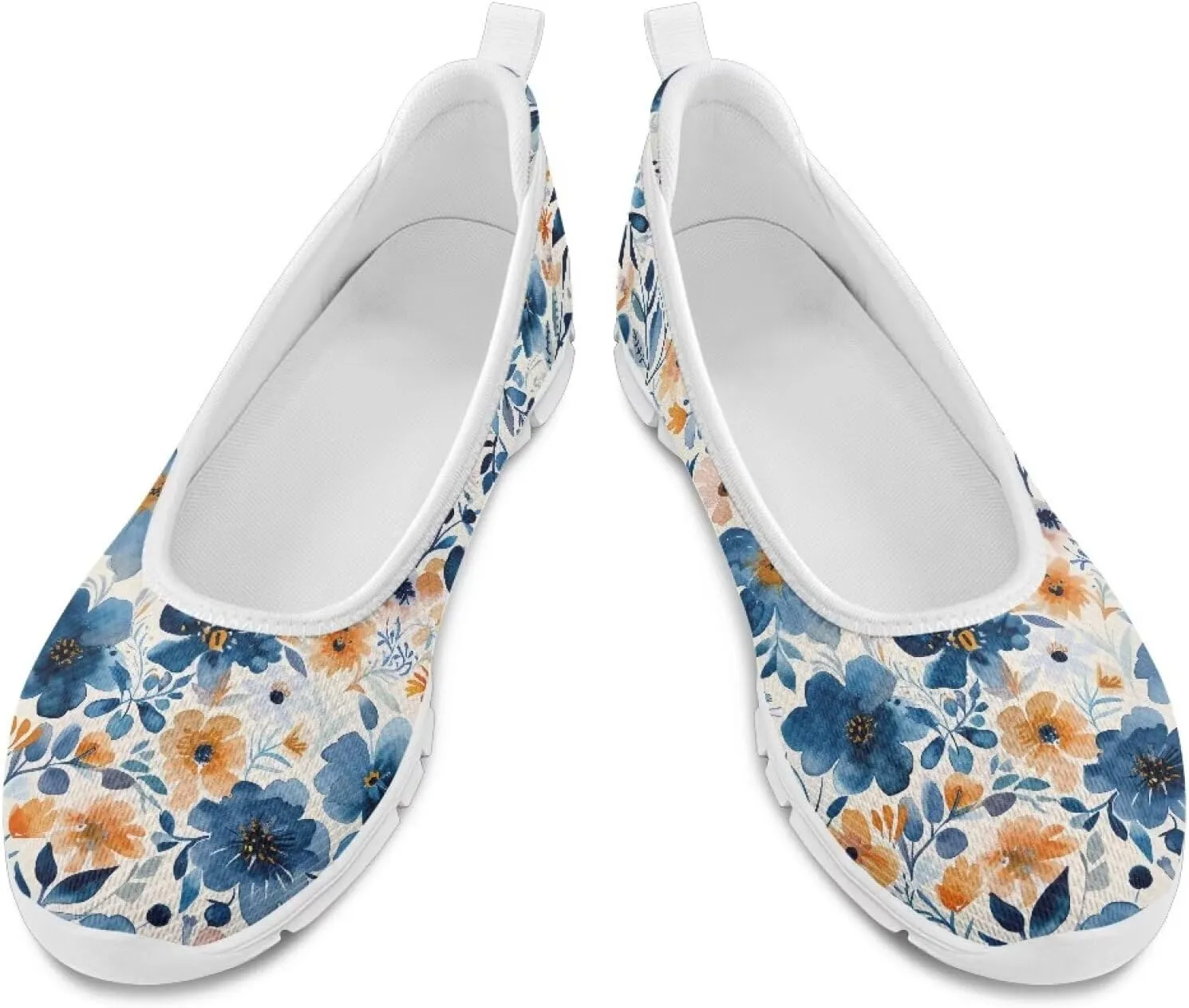 Women's Mesh Flats Shoes Breathable Slip On Shoes Casual Flats Comfortable Lightweight Walking Shoes White Sole Size 6-11