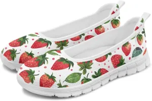 Women's Mesh Flats Shoes Breathable Slip On Shoes Casual Flats Comfortable Lightweight Walking Shoes White Sole Size 6-11